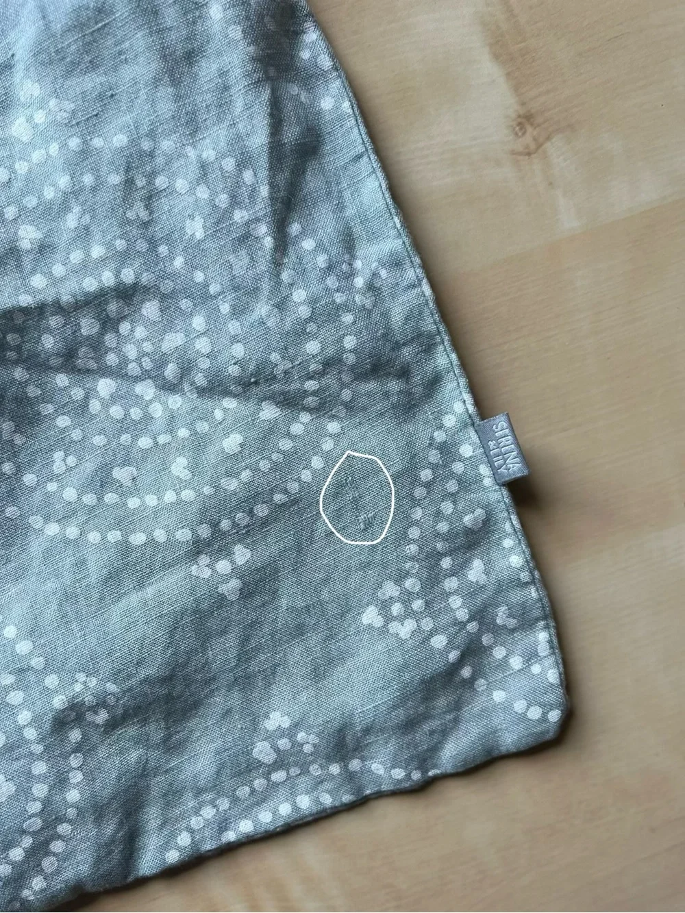 Serena & Lily Seafoam Linen Euro Sham Covers with White Dot Medallion Print